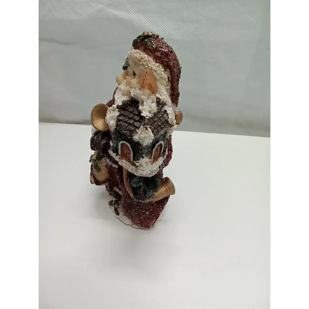Santa-claus Figurine  approx 6x4x3 Wreath bag of toys red white‎ green